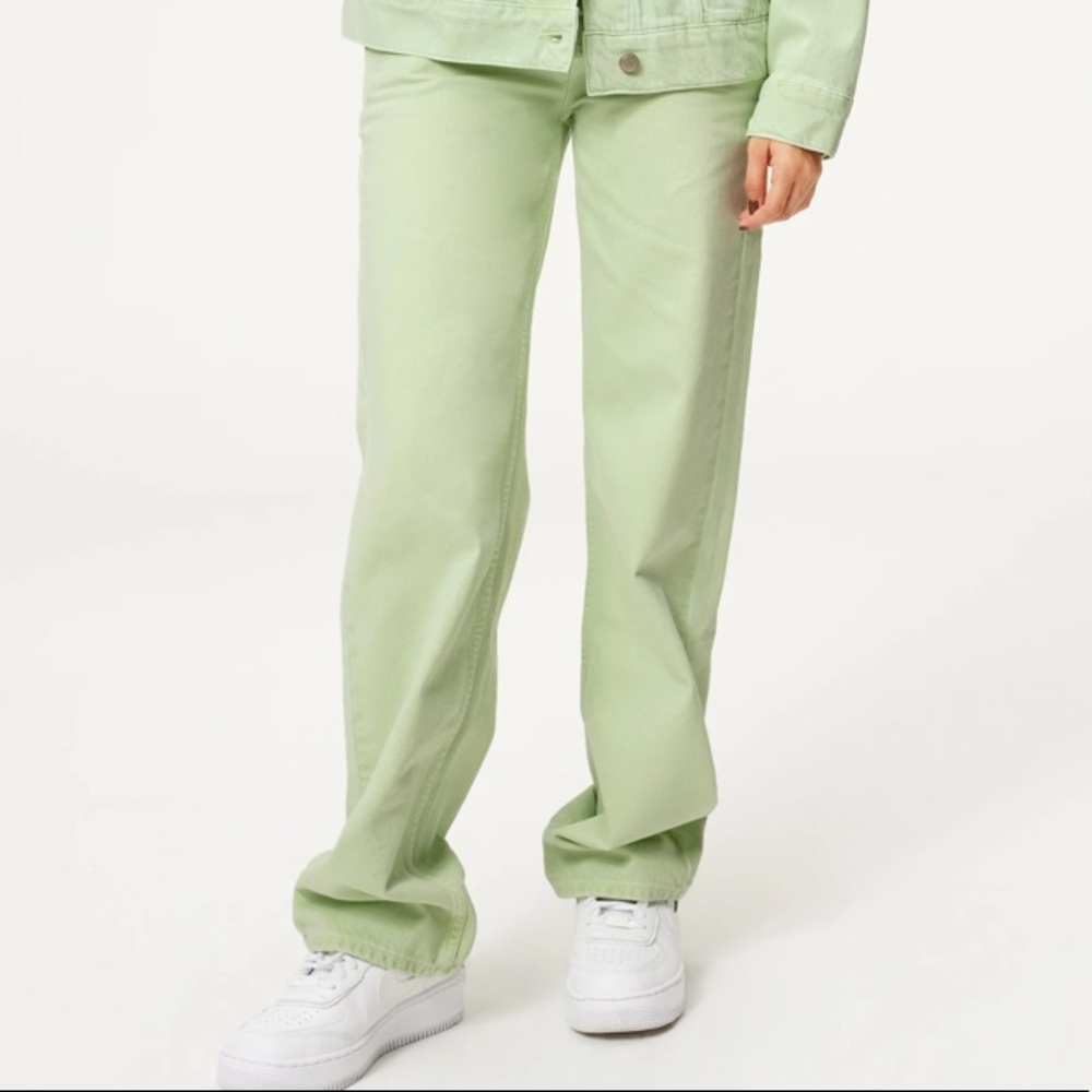 🐬Good American good 90s baggy wide leg loose jeans lime color size 4 size 27